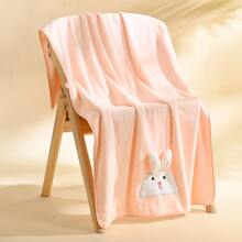 1 Set de conejo Toalla Set toallas de baño , 3d con bordado largo oreja conejo forro polar coral grueso suave absorbente adecuado para mujeres casa usar baño - conejo/rosa - Ver 6