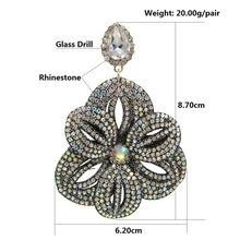 1 Pair Fashionable Delicate Rhinestone Flower Pendant Earrings, Bohemian Women's Jewelry For Daily Wear - White - View 3