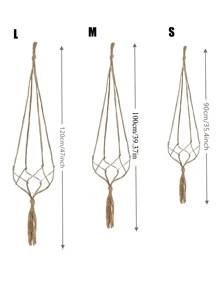 1入組園藝植物吊籃帶網狀包適用於花盆,黃麻纖維繩索暫停播種機 - 卡其色 - 查看 6