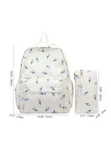 Solid Colour Simple Style Large Capacity Backpack For Travel, School, Or Daily Use, For Women, Students - Multicolor - View 6