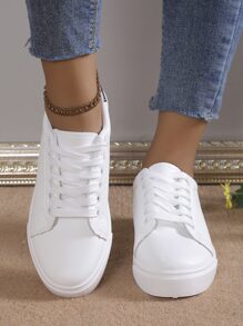 Mùa Xuân Hàng Mới Của phụ nữ Giải trí Và Thể thao Lace-up Trắng Giày dép , Thích hợp Đối với Sinh viên - màu đen - Xem 4