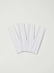 4入組素色休閒頭帶適用於日常生活 - 白色 - 查看 4