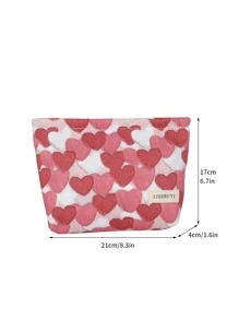 红心印花图案防水化妆包女士化妆包手提包钱包收纳化妆包女生化妆包旅行收纳包可爱化妆包