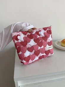 红心印花图案防水化妆包女士化妆包手提包钱包收纳化妆包女生化妆包旅行收纳包可爱化妆包