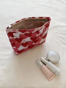 红心印花图案防水化妆包女士化妆包手提包钱包收纳化妆包女生化妆包旅行收纳包可爱化妆包