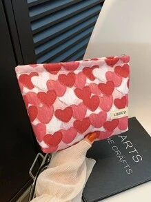 红心印花图案防水化妆包女士化妆包手提包钱包收纳化妆包女生化妆包旅行收纳包可爱化妆包
