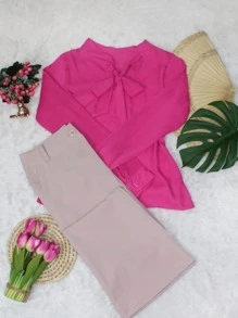 Women Blouses - 玫紅色 - 查看 1