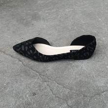 Leopard Print Pointed Toe Flat Slip On Work Shoes For Women - Black - View 5