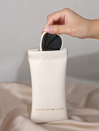 字母圖案太陽鏡收納袋化妝包太陽鏡盒眼鏡袋眼鏡架，眼鏡袋，太陽鏡盒，玻璃收納袋收納袋軟PU