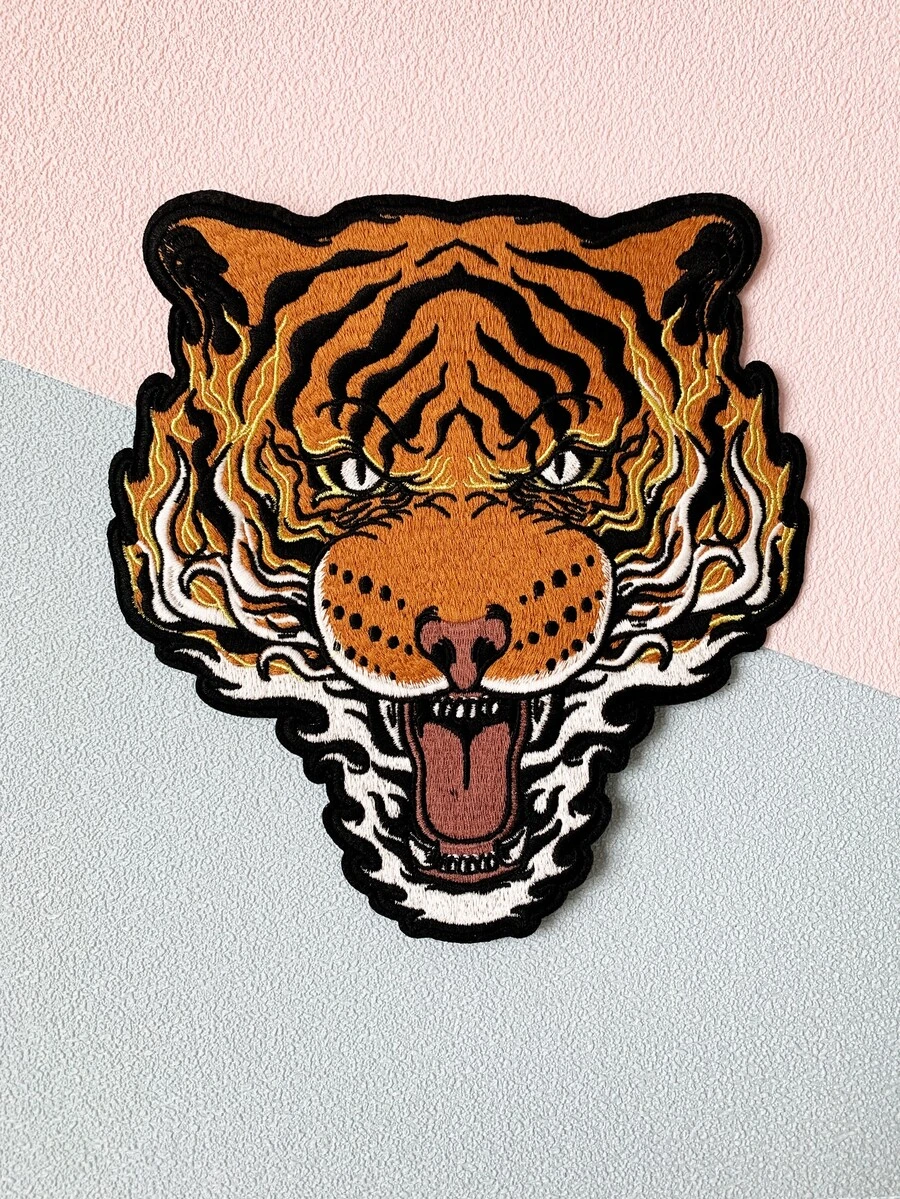 1pc Tiger Embroidery Fabric Patch - Multicolor - View 1