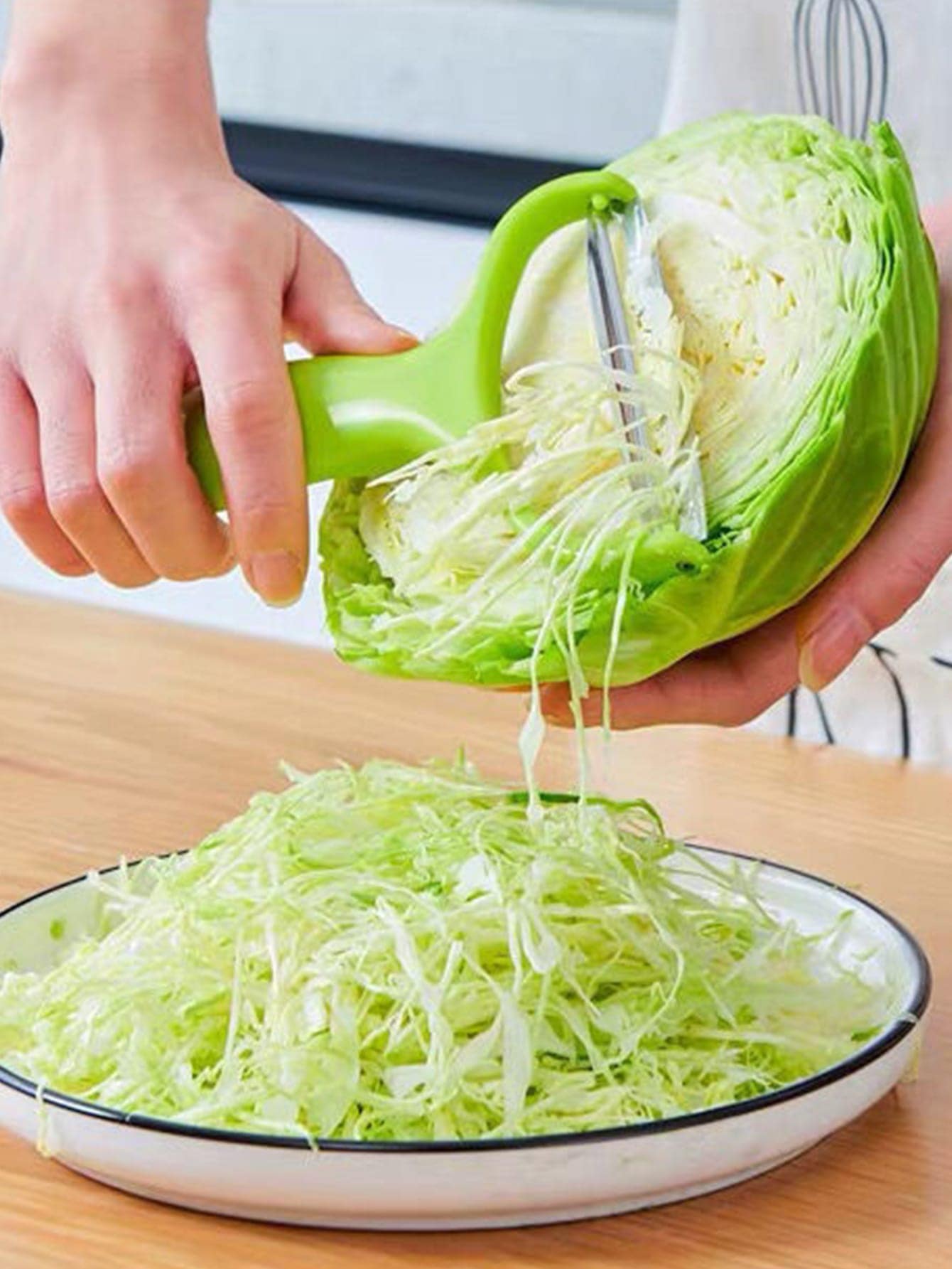 1pc Extra Large Vegetable Peeler Cabbage Shredder Cutter For Cabbage, Lettuce And Other Leafy Vegetables - Green - View 1