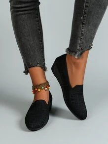 全新设计的奢华时尚黑色、米色和粉色编织装饰优雅女士高跟鞋，适合音乐节、度假、毕业典礼、运动季、万圣节活动 - 黑色 - 查看 3