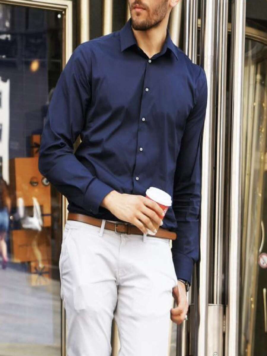 Men Shirts - สีกรมท่า - ดู 1