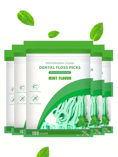 100pcs Mint Dental Floss Picks, Portable And Convenient And Easily For Daily Oral Cleaning, Deep Clean Smoothly Must-Have Item For Daily Life, Living Room Home Bedroom Bathroom House Decor, Travel Stuff, Wedding, Party, Birthday, Gifts For Men Mom Dad Friends, New Years, Accessories, Funny Gift