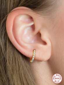 3入組簡約時尚經典百搭耳環 S925 純銀白色方晶鋯石簡約耳環女士細圈耳環女士耳環婚禮派對珠寶配件禮品