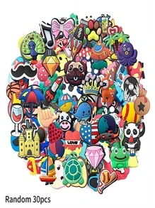 隨機 30入組/套可愛系列時尚鞋飾酷炫 DIY 鞋配件適合木屐 PVC 裝飾品扣成人兒童禮品