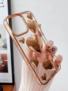 1 件金属激光雕刻心形图案 TPU 手机壳适用于 7/8/SE2/7p/8p/X/XS/XR/XS Max/11/11 Pro/11 Pro Max/12/12 Pro/12 Pro Max/13/13 Pro/13 Pro Max/14/14 Pro/14 Pro Max/16 Plus/15/15 Pro/15 Plus/15 Pro Max，保护套防水防震防摔防刮 - 金色 - 查看 3