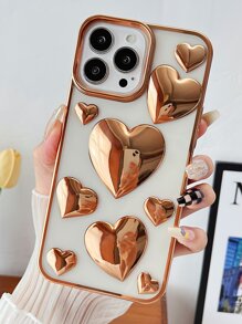 1 件金属激光雕刻心形图案 TPU 手机壳适用于 7/8/SE2/7p/8p/X/XS/XR/XS Max/11/11 Pro/11 Pro Max/12/12 Pro/12 Pro Max/13/13 Pro/13 Pro Max/14/14 Pro/14 Pro Max/16 Plus/15/15 Pro/15 Plus/15 Pro Max，保护套防水防震防摔防刮 - 金色 - 查看 8