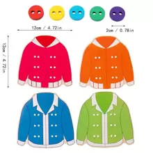 1 袋儿童早教衣服穿线扣子游戏生活技能教学辅助工具缝纫扣子训练儿童板玩具 DIY - 彩色 - 查看 4
