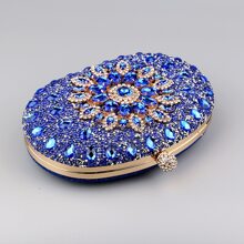 Cadeia Strass Bloco de cores Glamour Clutch Bolsa Feminina da Moda