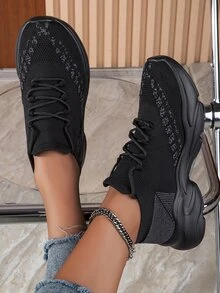 新到貨的輕量跑步鞋,時尚舒適的襪套式運動鞋,具有耐用的鞋底,防滑、防臭,非常適合旅行 - 黑色 - 查看 3