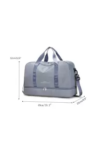 行李假日过夜旅行行李袋大容量健身房运动瑜伽包，医院周末随身手提包，干湿分离，休闲便携式单肩包，带鞋隔层，适用于商务、度假、户外、滑雪、运动健身、分娩 - 藍色 - 查看 4