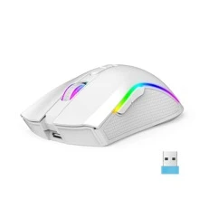Hxsj 新款 2.4g 無線滑鼠 Rgb 燈充電 4800dpi 可調式 Usb 即插即用光電滑鼠遊戲家庭辦公白色 - 白色 - 查看 8