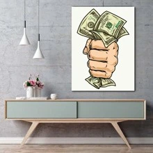 1pc/Set Male Hand Holding Dollar Bills Royalty Free Vector Image Poster,Creative Idea Poster,Wall Art,Wall Decor, Canvas Art, Painting Wall Art Painting Canvas Wall Art Living Room Posters Bedroom Painting No Framed.