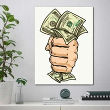 1pc/Set Male Hand Holding Dollar Bills Royalty Free Vector Image Poster,Creative Idea Poster,Wall Art,Wall Decor, Canvas Art, Painting Wall Art Painting Canvas Wall Art Living Room Posters Bedroom Painting No Framed.