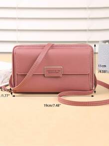 Women's Small Crossbody Wallet, Multi Zipper Metal Decor Shoulder Bag For Phone, Portable Hand Bags - Pink - View 7