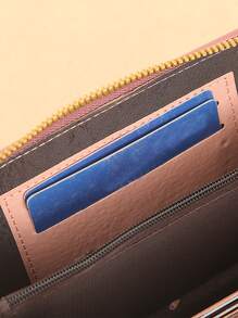 Women's Small Crossbody Wallet, Multi Zipper Metal Decor Shoulder Bag For Phone, Portable Hand Bags - Pink - View 5