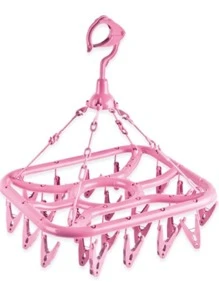 Varal Multiuso Plástico 24 Prendedores Roupas Intimas Meias Cuecas Calcinhas - Rosa Bebê - Visão 1