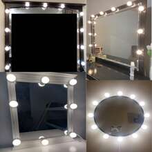 1pc USB Detachable 3-Color Dimmable Vanity Makeup Mirror Light, Rotatable Cord, No Drilling Required, Available Options: 4/6/8/10/12/14/16 LED, Suitable For Bathroom Vanity, Makeup Mirror, Dressing Table, Illumination Makeup Mirror Lamp - White - View 3