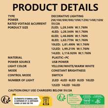 1pc USB Detachable 3-Color Dimmable Vanity Makeup Mirror Light, Rotatable Cord, No Drilling Required, Available Options: 4/6/8/10/12/14/16 LED, Suitable For Bathroom Vanity, Makeup Mirror, Dressing Table, Illumination Makeup Mirror Lamp - White - View 8