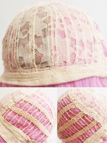 Synthetic Fiber Pink Straight Hair Ponytail With Bow Knot And Bangs - Pink - View 4