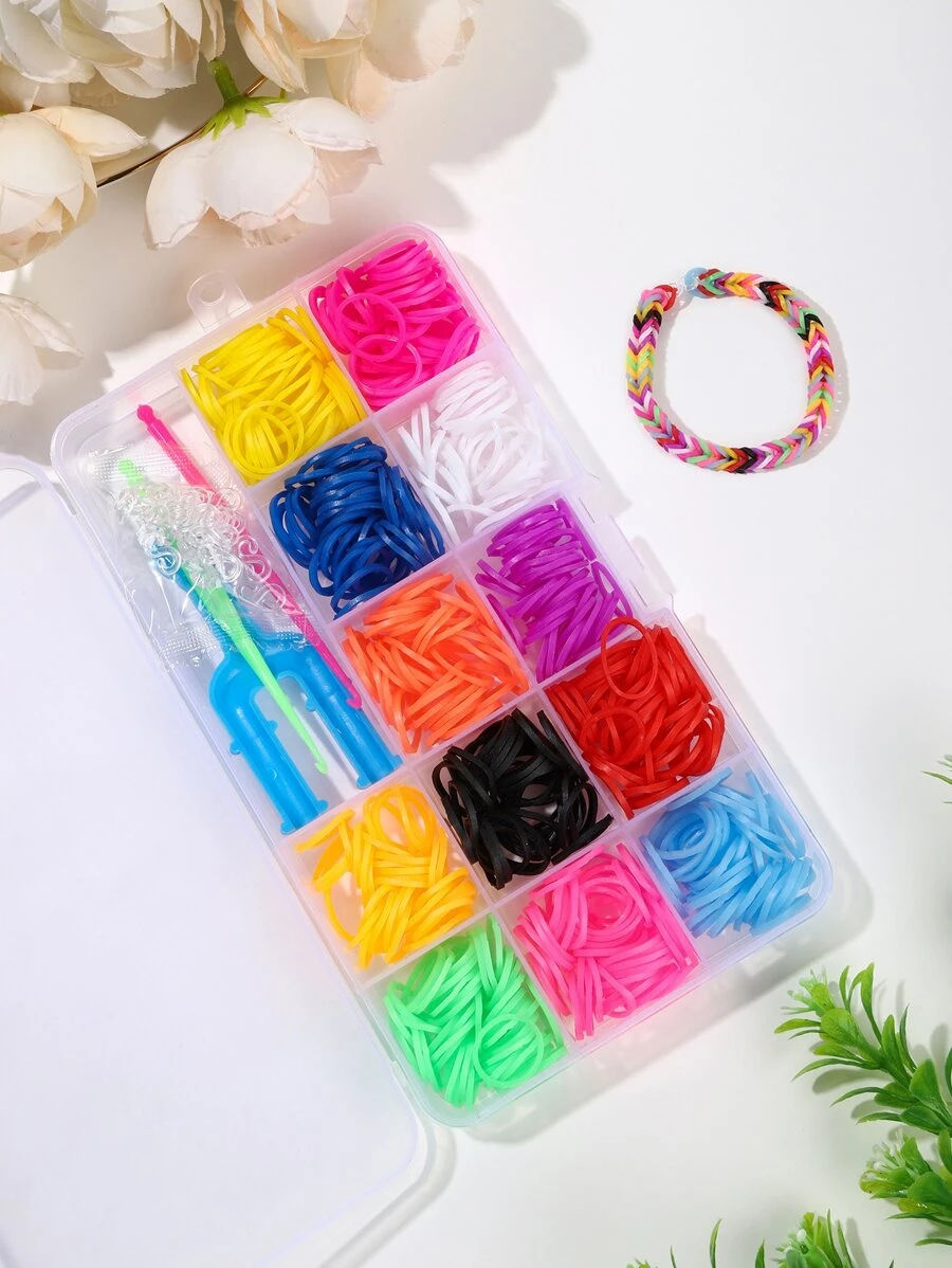 1box 12 Colors Diy Rubber Band Weaving Material For Children To