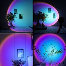 1pc 5v USB Triangle Holder Sunset Lamp, Creative Rainbow Atmosphere Light For Photo Shooting, Fill Light - Black - View 2