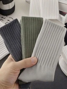 5 Pairs/set Men's Black White Gray Mid-calf Socks, All Season, Versatile Casual And Sports Socks