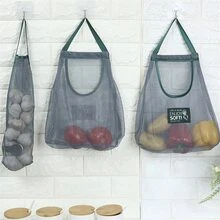 1 túi lưới đựng trái cây và rau củ, dụng cụ treo hành tỏi trong bếp có tay cầm, trang trí nhà cửa, quà tặng Giáng sinh, quà tặng gia đình, trang trí phòng - màu đen - Xem 2