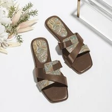 Của phụ nữ Thoải mái Giải trí Dép phẳng Cho mùa hè - Đồng - Xem 2