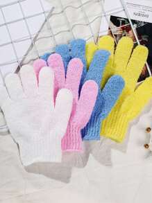 5pcs Solid Color Exfoliating Bath Glove Home Bathroom Decor Fall Decor Back To School