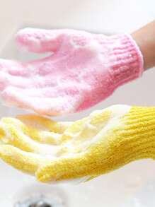 5pcs Solid Color Exfoliating Bath Glove Home Bathroom Decor Fall Decor Back To School
