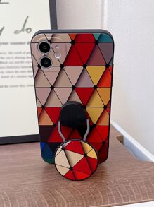 Funda de teléfono con patrón geométrico y agarre resaltado, versión internacional, no la versión nacional - Multicolor - Ver 1