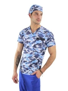Filipina Quirúrgica Hombre Print Camuflaje Azul - Gris Claro - Ver 2