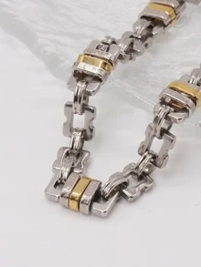 1pc Titanium Steel Punk Style Letter Lock Bracelet - Multicolor - View 2