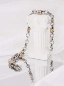 1pc Titanium Steel Punk Style Letter Lock Bracelet - Multicolor - View 3