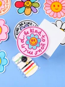 8入組含向日葵和微笑表情的自製刺繡貼片 - 彩色 - 查看 7