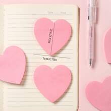 SHEIN X Jess 1pc Light Pink Heart Shaped Memo Pad, Love Note, Self-Stick Note For Writing Reviews