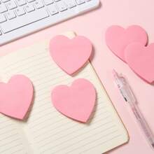 SHEIN X Jess 1pc Light Pink Heart Shaped Memo Pad, Love Note, Self-Stick Note For Writing Reviews
