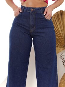 Women Jeans - 中等水洗藍 - 查看 5